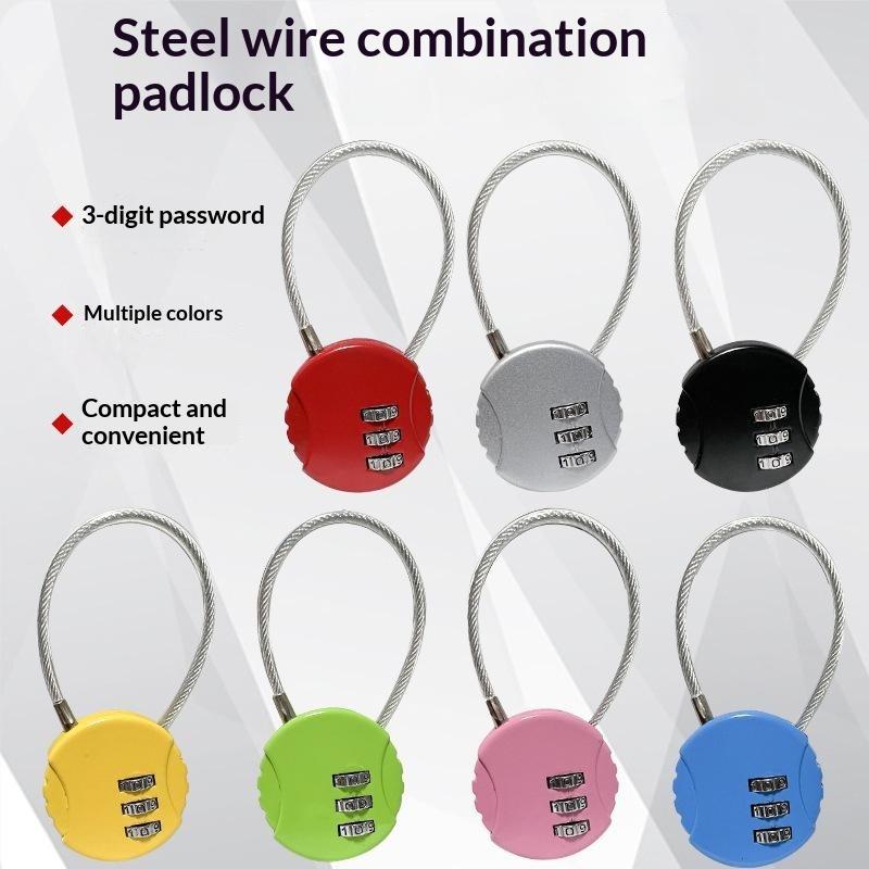 Cable Lock Flexible - 3 Digit Cable Combination Padlock Flexible