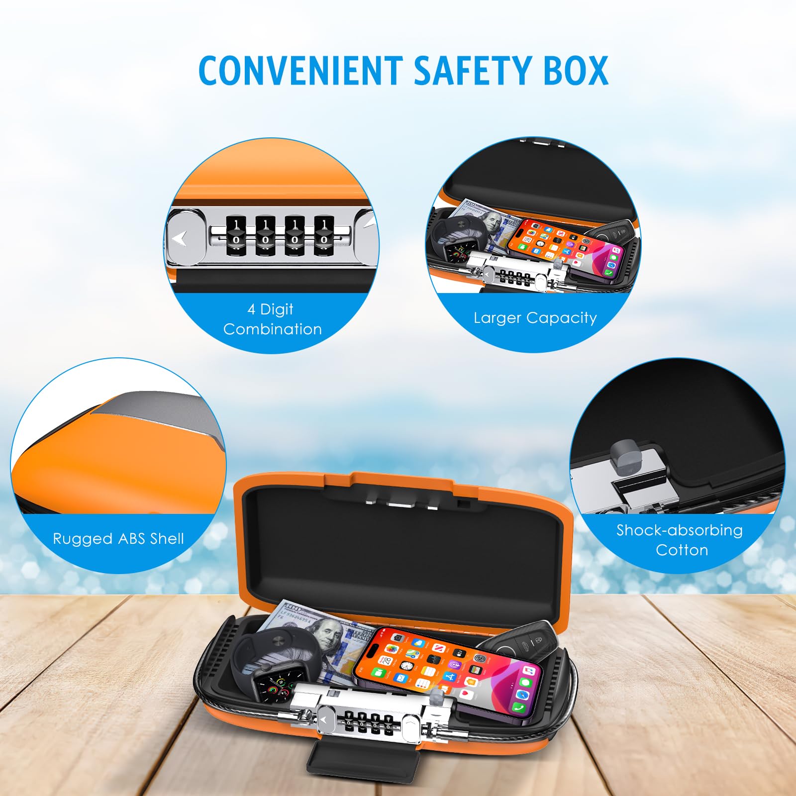 Portable Safe Lock Box with 4- - Chain Lock Combination ulasan dan harga