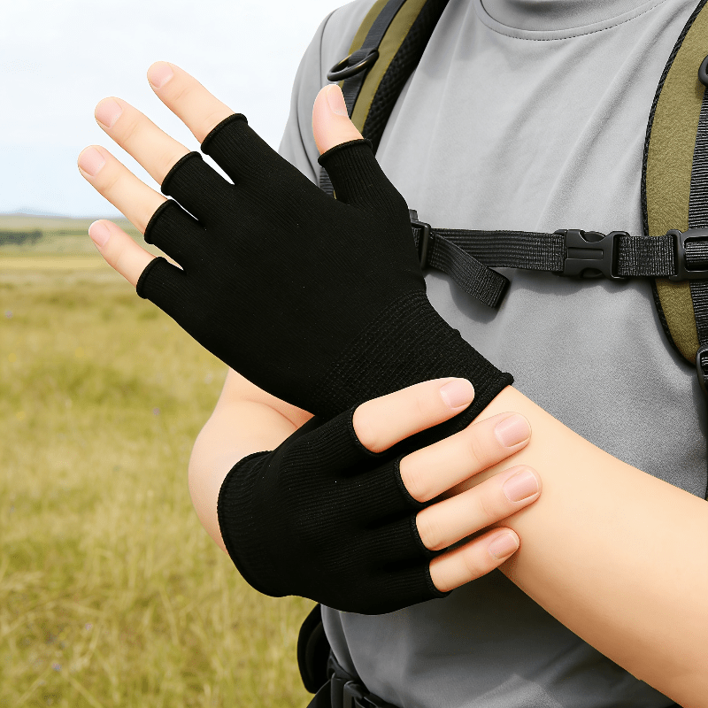 Black Knit Half Finger Gloves, - Cycling To Work ulasan dan harga