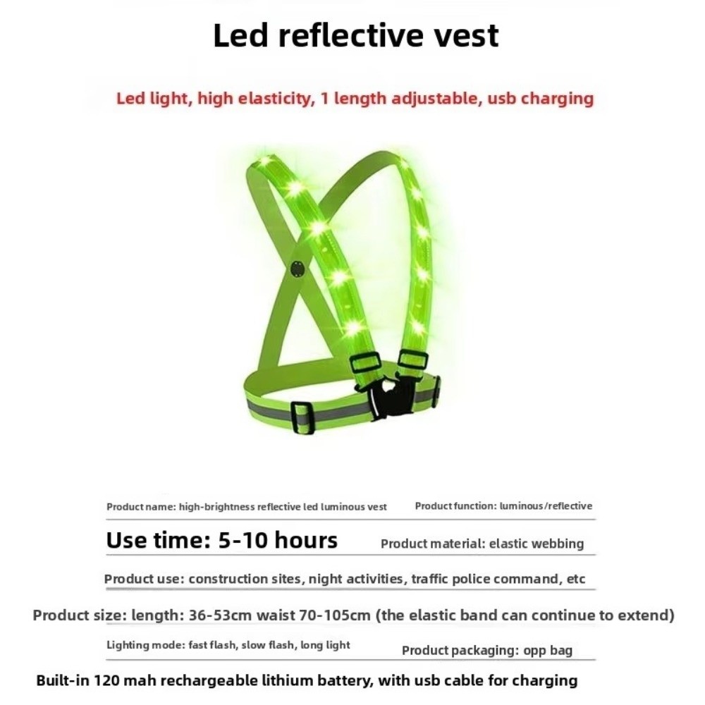 New Polyester LED Safety Vest  - Reflective Vest Cycling ulasan dan harga