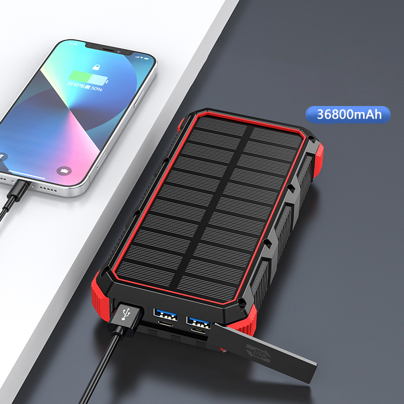 Solar Power Bank 36800mAh with - Usb Charger Dynamo ulasan dan harga