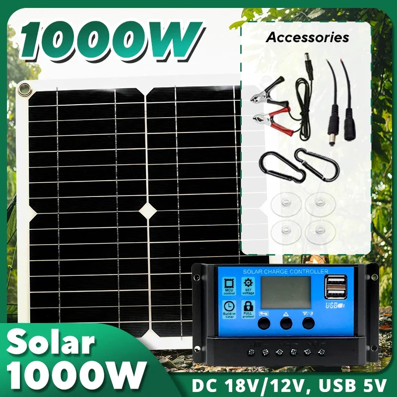 1000W Solar Panel Kit,12V Sola - Usb Charger Dynamo ulasan dan harga